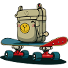 Skateboard and backpack
