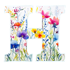 Buchstabe H, Monogramm, Blumenmuster
