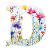 Buchstabe D, Monogramm, Blumenmuster