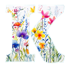 Buchstabe K, Monogramm, Blumenmuster