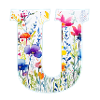 Buchstabe U, Monogramm, Blumenmuster