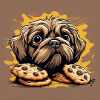Dog with biscuits