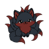 black and red nine-tailed fox