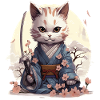 Kawaii Samurai-Katze mit Katana