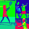Tennis players on court