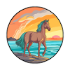 Hest akvarel tegneserie Kawaii Clipart Dyr