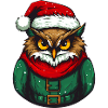 Christmas owl in green sweater