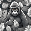 Gorilla between leaves