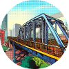 Comic Bridge in City