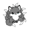 nine-tailed fox Gray and White
