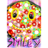 Bunte Pixel-Silhouette mit Smile