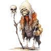 Knochiger Magier mit Schädelstab – Fantasy