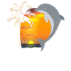 Dolphin Beach Palm Tree Sunset