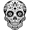 Teschio di zucchero Calavera, bianco e nero
