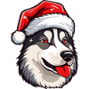 Husky Dog Portrait Christmas