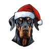 Doberman Dog Portrait Christmas