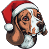 Beagle Dog Portrait Christmas