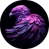 purple eagle against black background