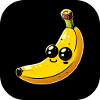 Giallo banana con gli occhi su sfondo nero