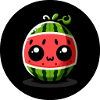 Watermelon with big eyes in comic style