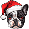 French Bulldog Dog Head Christmas