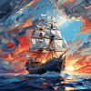 Historic Sailboat at Sunset