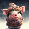 cute dressed up Winter Piglet