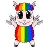 Rainbow sheep with dumbbells