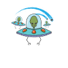 Shooting star with aliens sky
