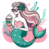 Chic Mermaid with Coffee