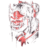 Anime Girl mit Oni Maske Ästhetik Glitch