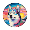 Husky-Hunderasse Buntes Karikatur-Aquarell