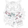 Hibou d’hiver avec écharpe