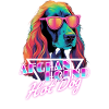 Retro Wave Afghan Hound Hot Dog Skjorta