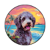 Spanischer Wasserhund Rasse Bunte Karikatur Watercolo