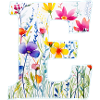 Buchstabe E, Monogramm, Blumenmuster