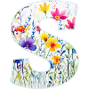 Buchstabe S, Monogramm, Blumenmuster