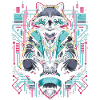 Waschbär im Neonlicht: Cyberpunk