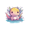 Mignon style anime axolotl kawaii