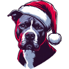 Pitbull Wearing Santa Claus Hat