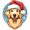 Cute Golden Retriever Santa Claus