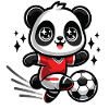 Un panda kawaii qui joue au football