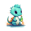 Kleiner Blauer Babydrache Fantasy Shirt