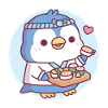 Cute Blue Penguin Sushi Chef