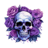 Eternal Blossoms - Skull & Purple Roses