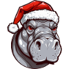 Hippopotamus Head Christmas Portrait