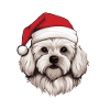 Maltese Dog Christmas Head
