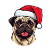Pug Dog Pug Christmas Head