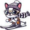 Hund Boston Terrier Ski fahren Skier süß comic Win