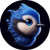 Blue bird in animation style